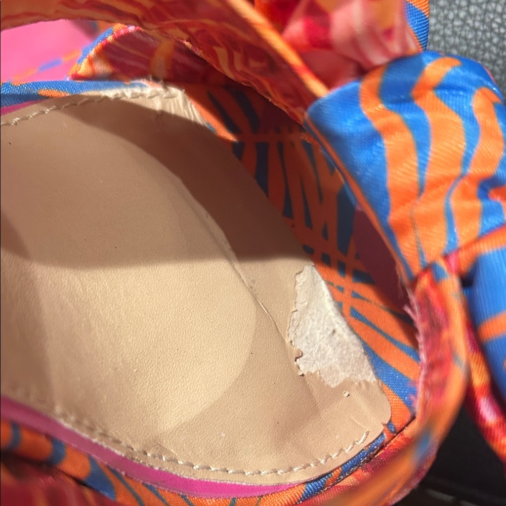 Gianni Bini Vibrant Pink and Orange Mules - Picture 8 of 9